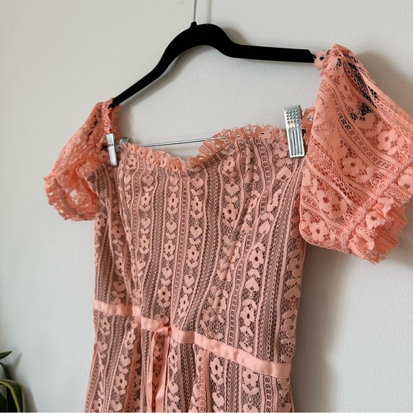 For Love & Lemons Dakota Lace Mini Dress in Peach Size L - Picture 7 of 11